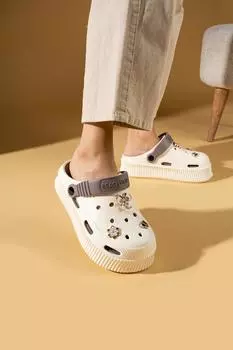 Женские сандалии Eva Comfort с высокой подошвой и золотой пряжкой DNZ225-CreamMink