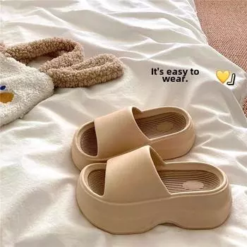 Женские сандалии EVA на толстой подошве 2024 года: Мягкие, нескользящие, дезодорирующие, увеличивающие рост, летние пляжные тапочки 36-37 чёрный