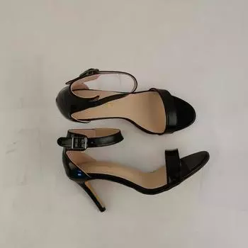 Женские сандалии-гладиаторы на тонком высоком каблуке с ремешком на щиколотке, летние модные брендовые сандалии с узкими ремешками, вечерние свадебные туфли 35 чёрный