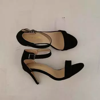 Женские сандалии-гладиаторы на тонком высоком каблуке с ремешком на щиколотке, летние модные брендовые сандалии с узкими ремешками, вечерние свадебные туфли 35 чёрный