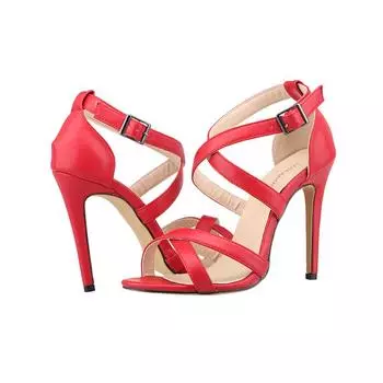 Женские сандалии-гладиаторы, сексуальные, с перекрестными шнурками, с открытым носком, на высоком каблуке, женская матовая кожа, летняя повседневная обувь 35 чёрный