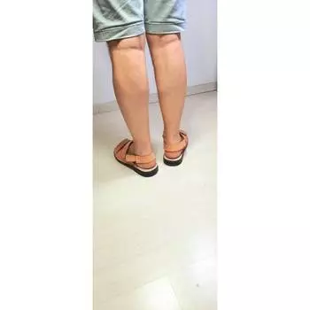 Женские сандалии горчичного цвета с тремя липучками из натуральной телячьей кожи Повседневные качественные сандалии