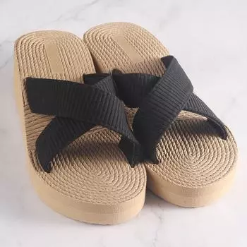 Женские сандалии и шлепанцы в этническом стиле на клиновидной подошве из ЭВА - Летняя легкая пляжная и домашняя обувь 37 чёрный