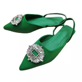 Женские сандалии и тапочки. Двухкомпонентные сандалии на плоской подошве с острыми пряжками и пряжками Sun Flower. 36 жёлтый