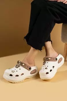 Женские сандалии из Евы с высокой подошвой и пряжкой в виде бабочки и цветка, DNZ227-24Бежевый