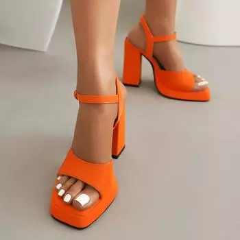 Женские сандалии из искусственной кожи на платформе, очень высокие каблуки с открытым носком и пряжкой, пикантные вечерние летние туфли черного цвета 35 бежевый