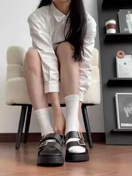 Женские сандалии из натуральной кожи, летние пляжные сандалии для девочек, модная римская женская обувь с толстой подошвой и открытым носком 35 бежевый