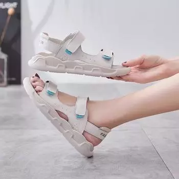 Женские сандалии из натуральной кожи, повседневная уличная одежда, универсальные спортивные пляжные сандалии 35