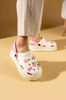 Женские сандалии Jibbitz Eva Comfort с высокой подошвой DNZ224-24Бежевый порошок