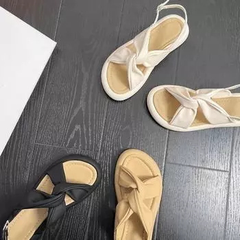 Женские сандалии Классические летние сандалии с ремешком на щиколотке и пряжкой на плоской подошве Сандалии на плоской подошве с мягкой подошвой Женская повседневная летняя обувь для женщин 35 бежевый