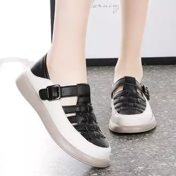 Женские сандалии летние Mary Jane Beach дышащие закрытые балетки повседневные мягкие прогулочные сандалии для девочек больших размеров EU:35 бежевый