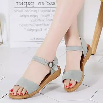 Женские сандалии, летние базовые пляжные туфли, туфли на плоской подошве, повседневные мягкие сандалии для ходьбы с открытым носком для девочек 35 чёрный