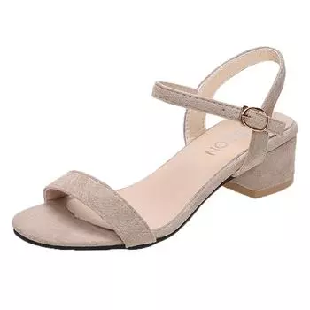 Женские сандалии, летние модные повседневные сандалии с открытым носком, женские сандалии с пряжкой, босоножки на блочном каблуке Sandalias De Verano Para Mujer 34 бежевый