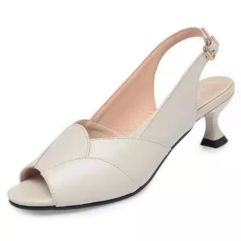 Женские сандалии, летние модные женские сандалии на среднем каблуке большого размера из натуральной кожи на блочном каблуке сзади 35 чёрный