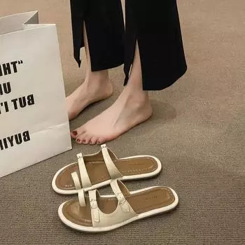 Женские сандалии, летние нескользящие шлепанцы на плоской мягкой подошве, модные простые удобные пляжные сандалии для отдыха на природе 35