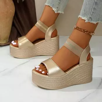Женские сандалии, летние, новые, модные, босоножки на танкетке, женские, повседневные, удобные, прогулочные туфли на платформе для женщин, Sandalias De Mujer 35