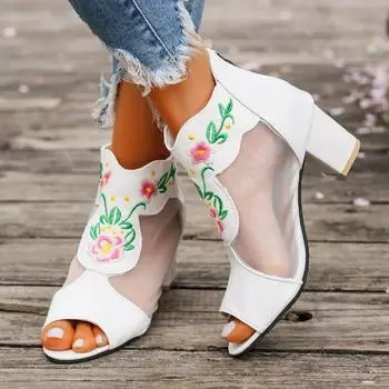 Женские сандалии летние новые модные дизайнерские полые сетчатые дышащие босоножки на высоком каблуке на платформе сексуальные туфли для вечеринок женские 35