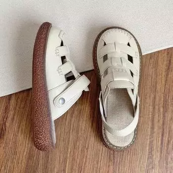 Женские сандалии, летние, новые модные, мягкие, кожаные, Baotou, женские, ретро, полые, толстые, плетеные, удобные, пляжные тапочки 38 чёрный