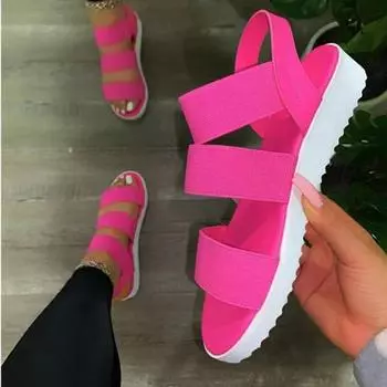 Женские сандалии, летние, новые, плоские, с круглым носком, с открытым носком, летающие, плетеные, повседневные, удобные, легкие, нескользящие сандалии 35 чёрный