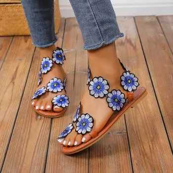 Женские сандалии Летние новые стильные праздничные сандалии Легкие пляжные сандалии Petal Fashion Sandals Travel Outdoor Beach Shoes для женщин 36 синий
