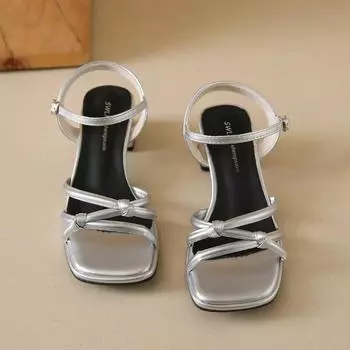Женские сандалии, летние, новый стиль, пряжка, модные, сандалии с открытым носком, высокие каблуки, удобные, повседневные, пляжные, вечерние, женские туфли 35