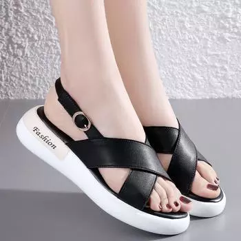 Женские сандалии, летние, однотонные, повседневные, удобные, женские, пляжные, массивные, нескользящие, сандалии для женщин 35