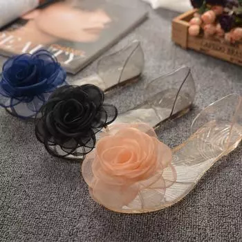 Женские сандалии летние пляжные туфли из желе сандалии на плоской подошве с цветочным принтом женские туфли с кристаллами летние прозрачные туфли новые женские туфли GHN78 35 синий