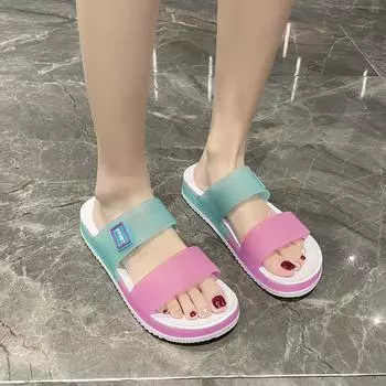 Женские сандалии, летние прозрачные сандалии, пляжная обувь, повседневные сандалии, женская обувь с полудрагой, женские тапочки 36 розовый