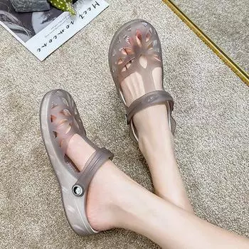 Женские сандалии, летние прозрачные туфли с отверстиями Baotou, обувь для медсестер, пляжная обувь, прозрачные сандалии и тапочки, туфли-лодочки 1 35