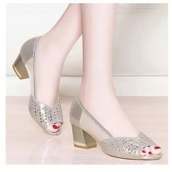 Женские сандалии Летние сандалии Fish Mouth Прозрачные высокие каблуки Дышащие нескользящие офисные сандалии 40