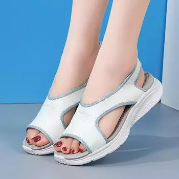 Женские сандалии Летние шлепанцы Essentials Мэри Джейн Пляжные дышащие туфли на плоской подошве с открытым носком Повседневные мягкие прогулочные сандалии для девочек больших размеров EU:35 чёрный