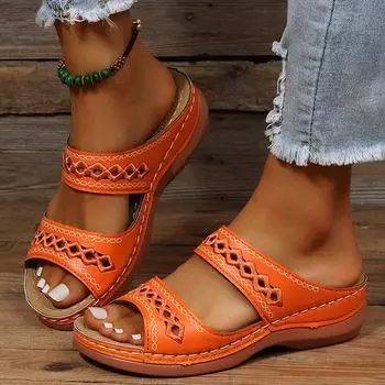 Женские сандалии, летние шлепанцы с открытым носком, шлепанцы на плоском каблуке, модная роскошная повседневная пляжная обувь с круглым носком, повседневная обувь больших размеров 35 чёрный