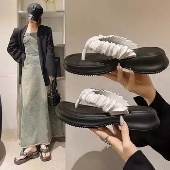 Женские сандалии, летние шлепанцы, верхняя одежда на толстой подошве, модная пляжная обувь, шлепанцы 36 белый