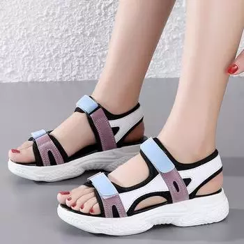 Женские сандалии Летние уличные повседневные босоножки для увеличения роста на платформе для девочек Спортивные сандалии для пляжа больших размеров 35 синий