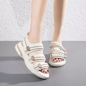 Женские сандалии летние уличные с открытым носком повседневные увеличивающие рост платформы милые женские спортивные сандалии большие размеры пляжная обувь 35 чёрный