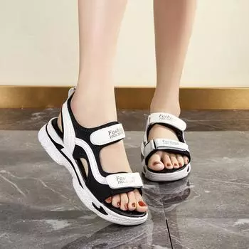 Женские сандалии летние уличные с открытым носком повседневные на толстой подошве симпатичные белые женские спортивные сандалии большого размера пляжная обувь 35 розовый