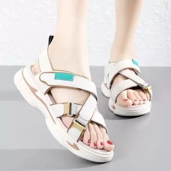 Женские сандалии Летние уличные спортивные сандалии с открытым носком Повседневные толстые подошвы на платформе Милые женские спортивные сандалии размера плюс 35 коричневый