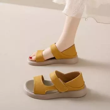 Женские сандалии летние Young Fairy Style Flat Soft Sole Sandals Two Wear Back Pack с римскими пляжными сандалиями для женщин 41 жёлтый