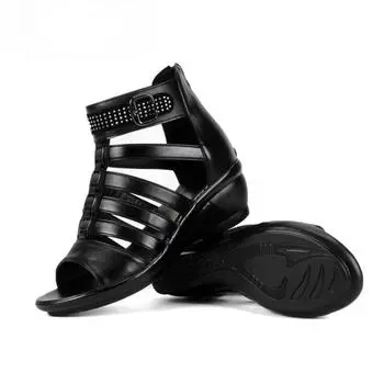 Женские сандалии Летние женские сандалии из натуральной кожи со стразами Римские сандалии Дамы для мам 35 коричневый