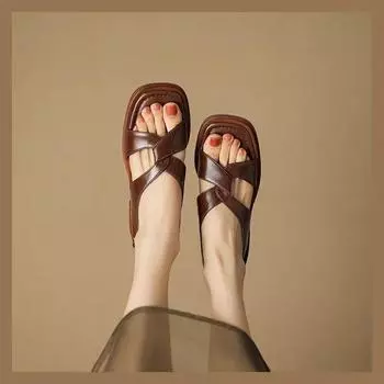 Женские сандалии, летние женские сандалии на высоком каблуке на толстой подошве для женщин 40 коричневый
