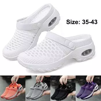 Женские сандалии Летняя обувь Полутапочки Шлепанцы Сетчатая дышащая обувь Сандалии Сабо Женские туфли на платформе Мюли 35 чёрный