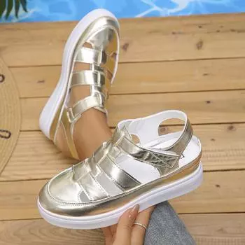 Женские сандалии, летняя повседневная мода, новые сандалии на покатом каблуке, женские сандалии с толстой подошвой, нескользящие, пляжная обувь для женщин Sandalias De Mujer 35