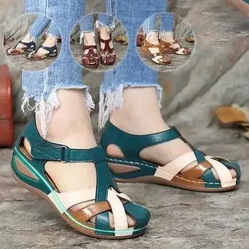 Женские сандалии Летняя женская обувь Cross-tied Platform Beach Waterproo Slip on Rome Slippers Sandals for Women Leather 35