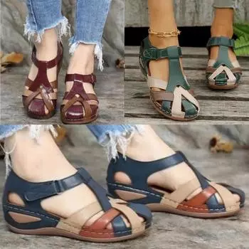 Женские сандалии, летняя женская обувь с открытым носком, женские сандалии на плоской подошве, нескользящие удобные легкие прогулочные сандалии 35 синий