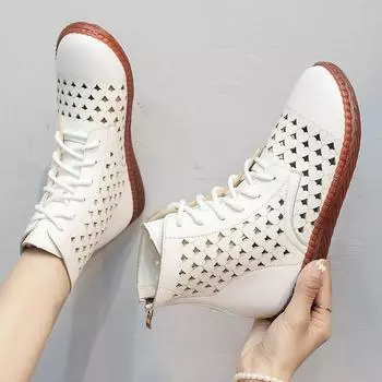 Женские сандалии, лето 2022, универсальные ботильоны на толстой подошве, повседневные сандалии из мягкой кожи в стиле ретро 35