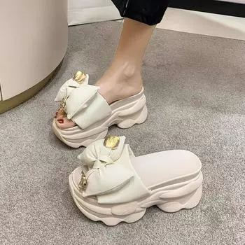 женские сандалии лето 2024 Женская обувь повседневная мода отпуск повседневная одежда тапочки на танкетке сандалии женские тапочки на высоком каблуке 35 чёрный