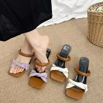 Женские сандалии Maillard European Station French Chic с открытым носком в цветных блоках для ношения на улице летом, модные односложные тапочки 35 лавандовый