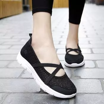Женские сандалии Мэри Джейн Кроссовки Повседневные летние розовые носки Туфли Серые легкие пляжные туфли Большие размеры EU: 36 чёрный