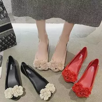 Женские сандалии Melissa Camellia Jelly Flat Slip-On - Элегантный дизайн Fish Mouth 39 розовый