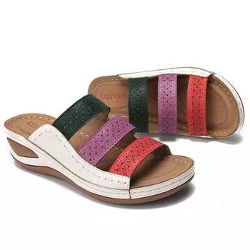 Женские сандалии, модная обувь на танкетке для женщин, тапочки, летняя обувь, сандалии на каблуке, шлепанцы, женская пляжная повседневная обувь 34 белый